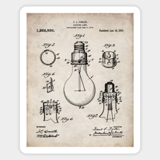 Electric Lamp Patent - Housewarming Home Hallway Art - Antique Sticker